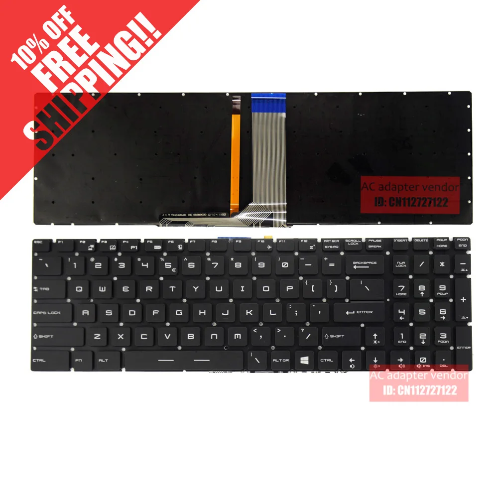 

English original FOR MSI GS60 GS70 GT72 GS60-2PC GS60-2PE keyboard backlit US P/N 143422BK1 UI