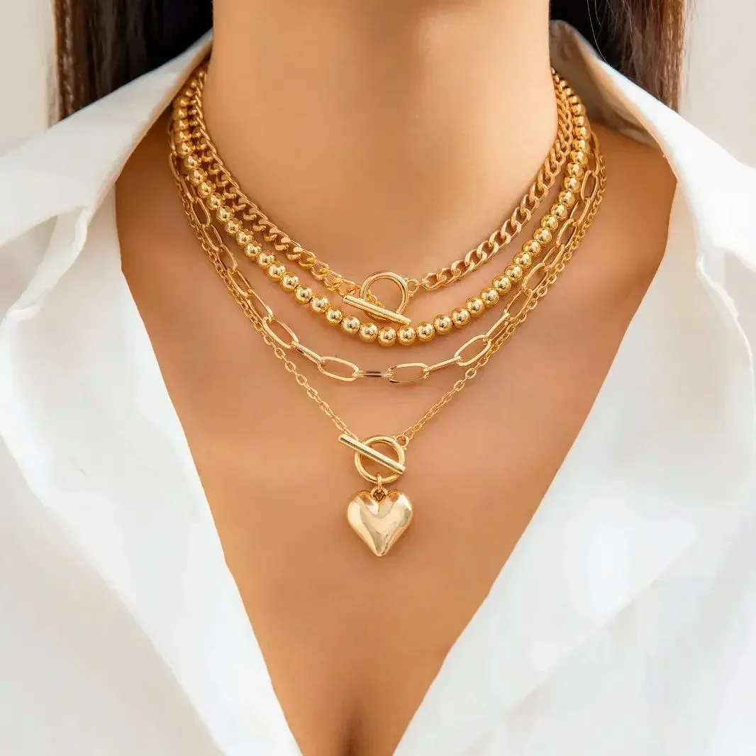 Многослойное ожерелье с металлической цепочкой и пряжкой в богемном стиле