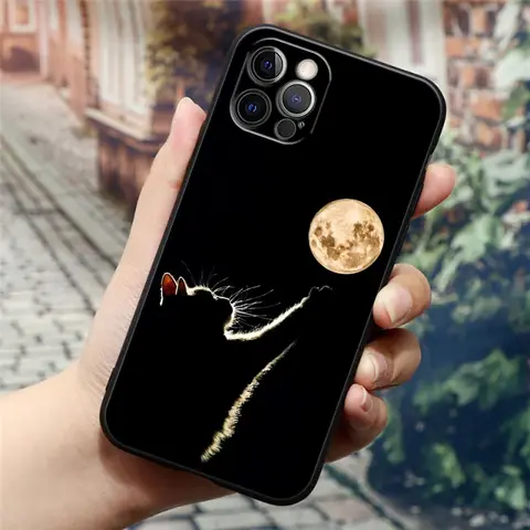 Чехол для телефона Black Cats Cute Cat Hello для Apple iPhone 16, 15, 14, 13, 12, 11 Pro Max XR XS Max 7, 8 Plus SE2, силиконовые чехлы на заднюю панель