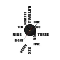 diy english letter number large wall clock modern design accessories frameless giant home decor wall watch t clock