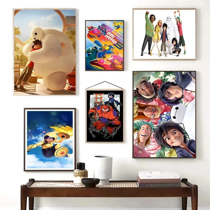 

Disney Anime Canvas Painting Super Hero 6 Movie Posters and Prints Watercolor Wall Art Home Decor Picture Living Room Decoration