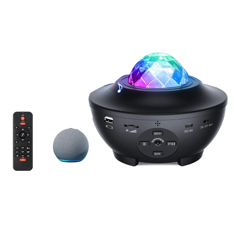 

Star Projector, Smart Wifi Galaxy Projector Night Light, Compatible With Alexa And Smart App, 10-Color Music Player
