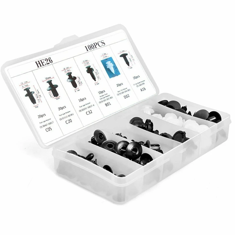 

40Pcs 10Mm Push-Type Plastic Bumper Fender Flare Fastener Rivet Clips With 100Pc Auto Car Fender Liner Fastener Bumper