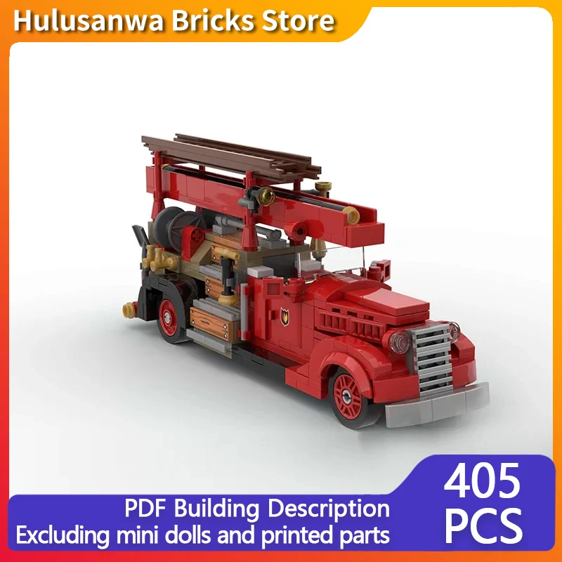 Модель городской автомобиль MOC строительные кирпичи винтажная пожарная машина