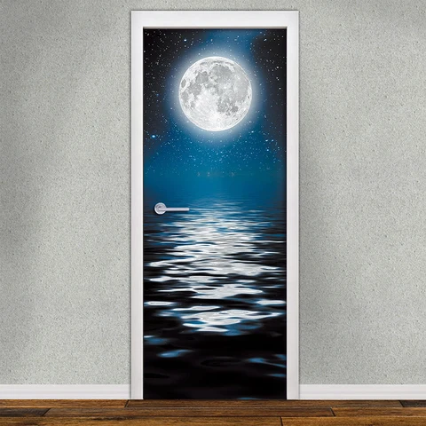 Виниловая наклейка на дверь с изображением пляжа, пейзажа, обои, наклейка, 3D постер на дверь с изображением природы для спальни, гостиной, Декор