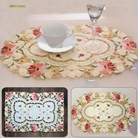 white floral lace placemat doily embroidered dining bar serving tableware decor rectangular oval table decoration kitchen tools