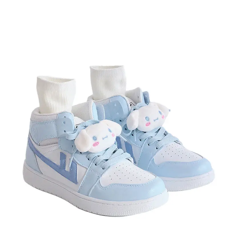 

2023 повседневные туфли Cinnamorroll Kawaii Sanrio Студенческая мультяшная ручная роспись граффити высокие туфли на плоской подошве подарок для пар на день рождения