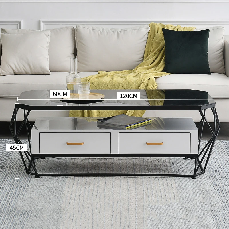 

Unique Black Legs Metal Coffee Tables Nordic Light Marble Low Tea Side Table White Storage Mesa Auxiliar Living Room Furniture