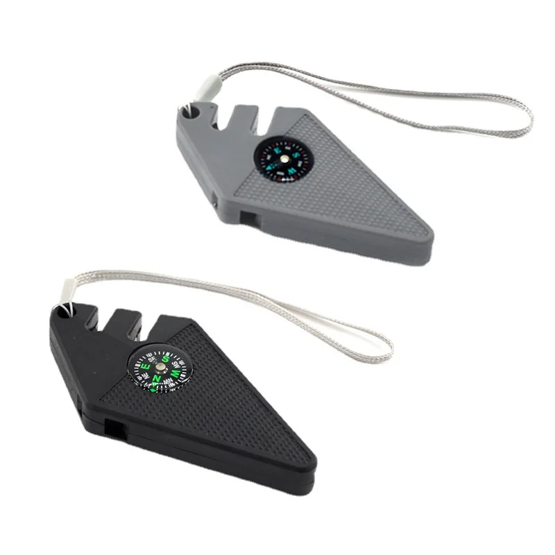 

Sharpener Portable Outdoor with Compass Whistle Wild Camping Silicon Carbide Sharpening System