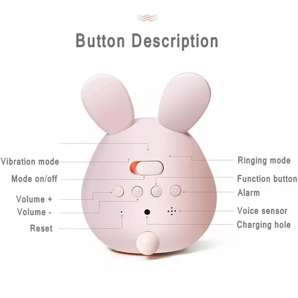 Kids Cute Rabbit Alarm Clock Child Rabbit Clock With Night Light Music Voice Control Sleep Trainer Clock For Boys Girls K8D0 images - 6