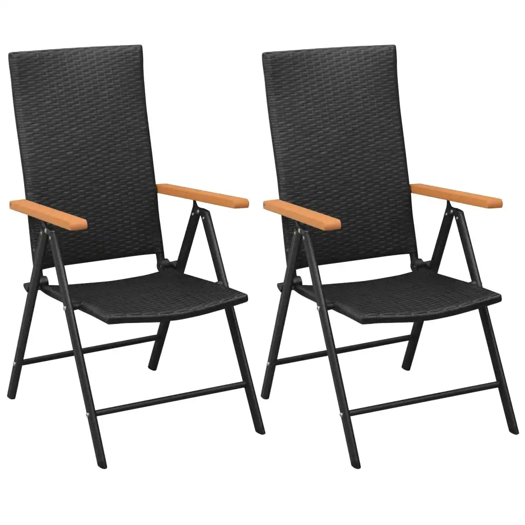 

Stackable Garden Chair of 2, Poly Rattan Outdoor Seat Chair, Patio Furniture Black 55 x 64 x 105 cm