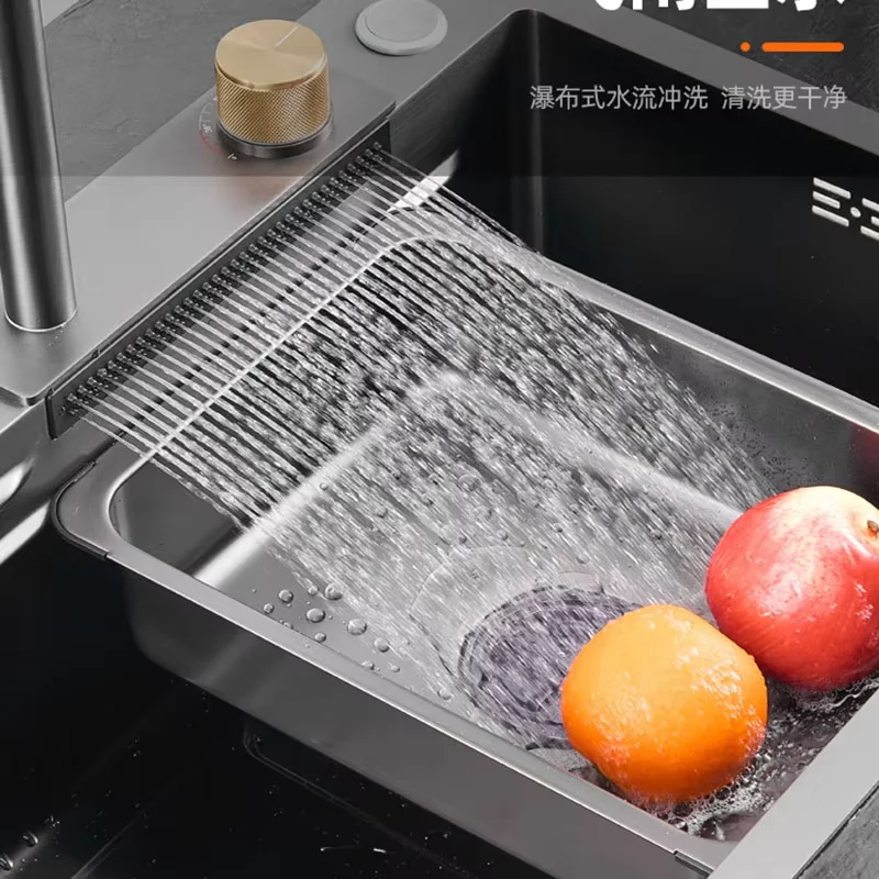 Большая раковина Raindance Waterfall-HTT Kitchen из нержавеющей стали 304 Waterfall домашняя Nano Black