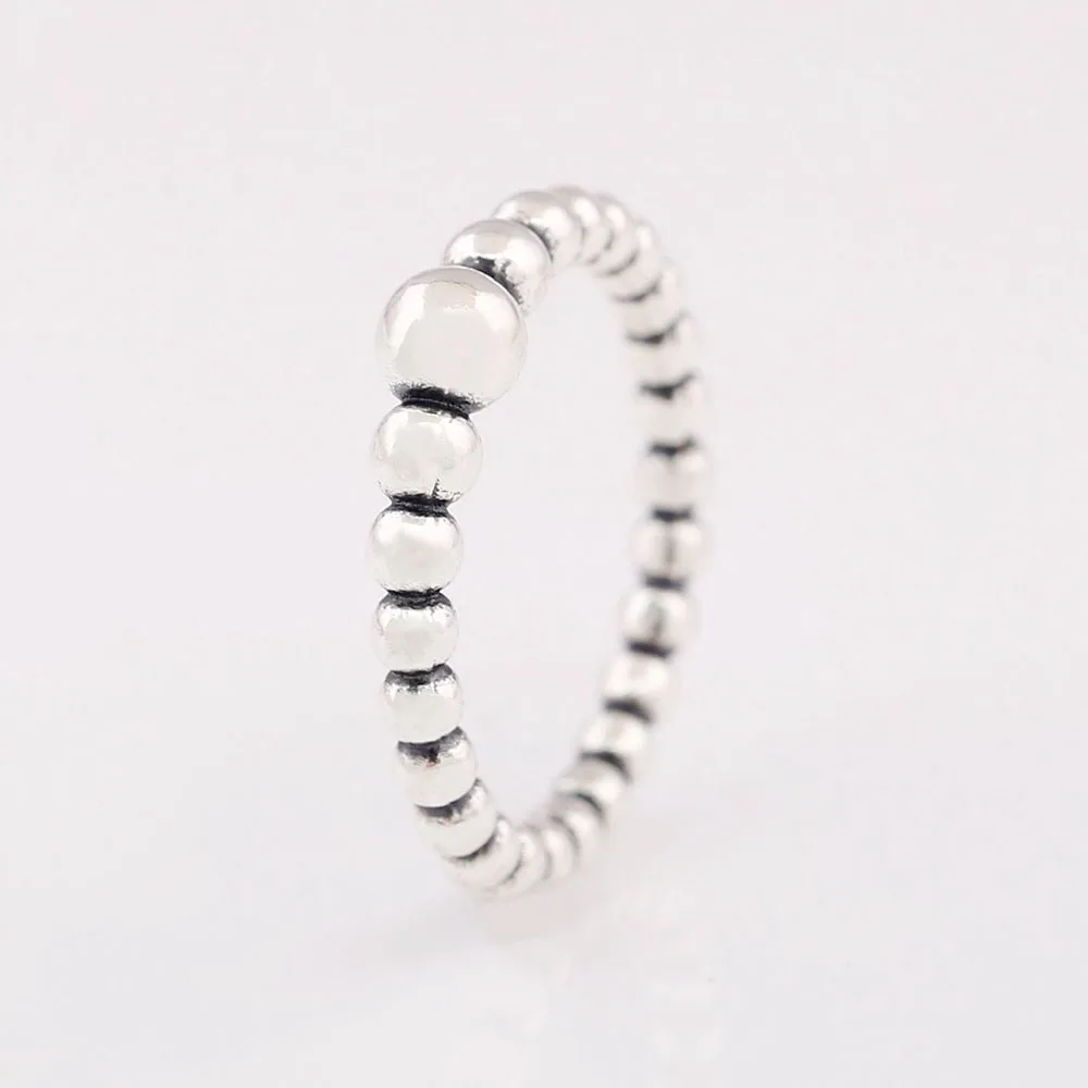 925 Sterling Silver String of Beads Loved Script Knotted Polished Heart Family Tree Fashion Open Ring For Women Gift DIY Jewelry