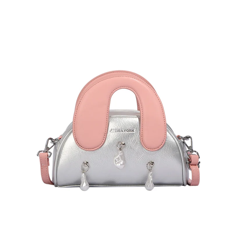 

Fashion Women Cute Shell Bags with Beading PU Shoulder Crossbody Bag Ladies Female Top Handle Purse Handbags Summer New Design