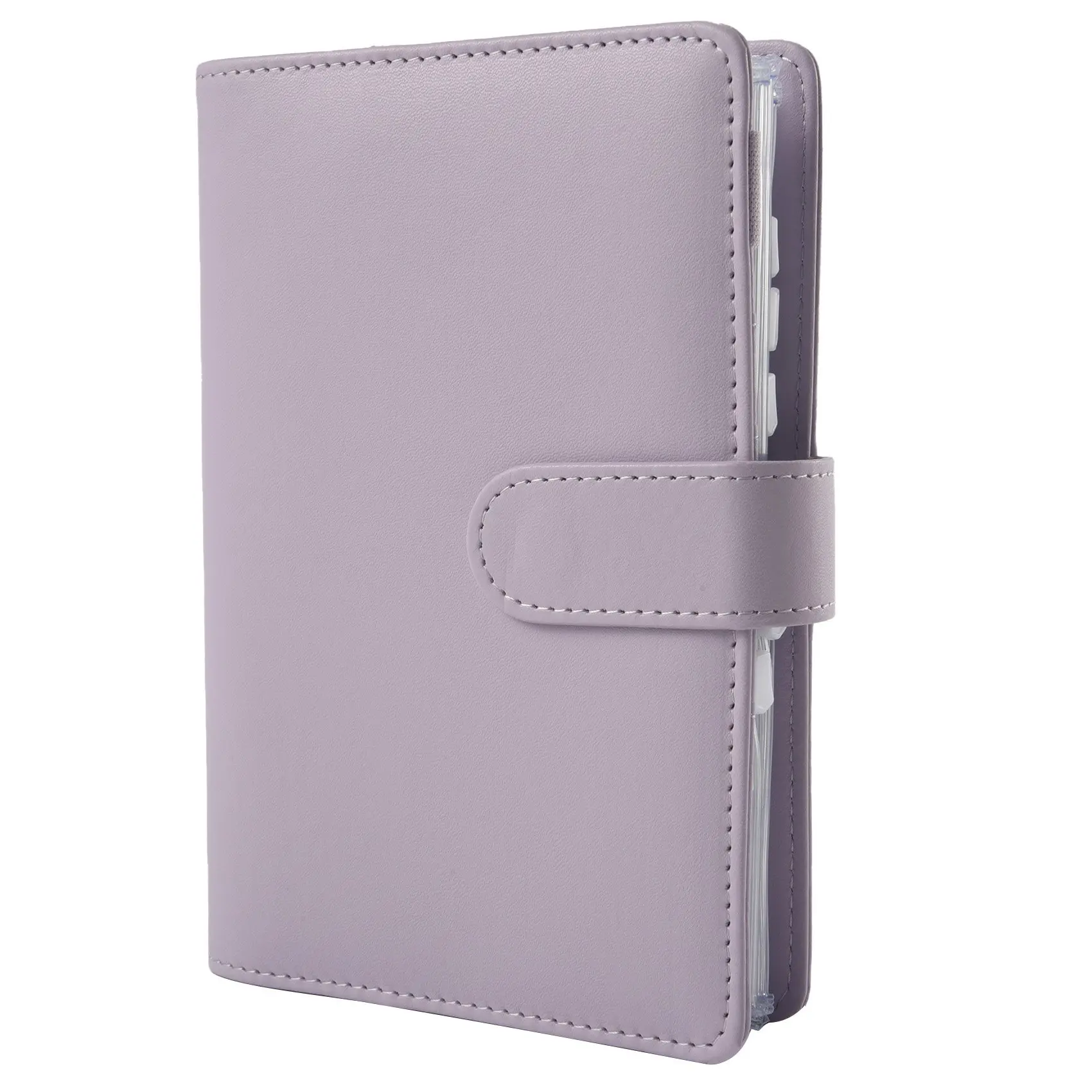 

A6 PU Leather Notebook Magnetic Personal Planning Binder with 12 Binder Pockets Binder Zipper Folder for Bill Planning D