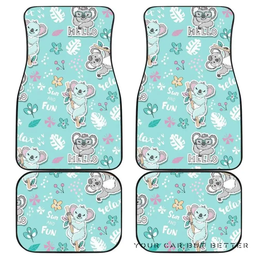 

Cute Koalas Blue Background Pattern Front And Back Car Mats 045109