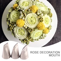3pcsset rose petals baking nozzles for decor stainless steel icing piping nozzle kitchen accessories cream fondant decoration
