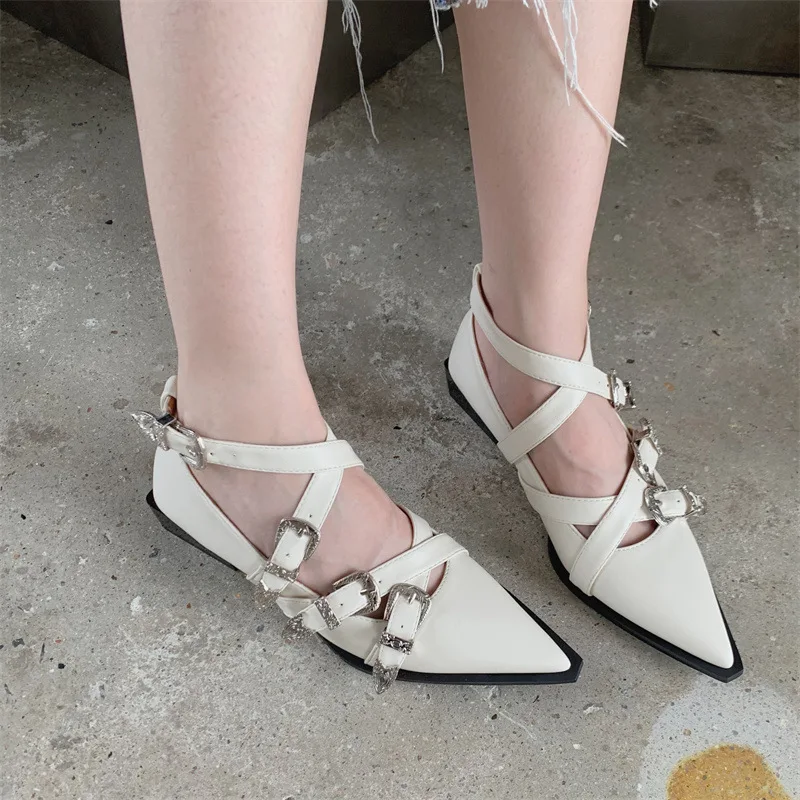 

Women's Shoes High Heels Comfort Low-heel Shoes Cross Strap Fashion Buckle Thick High-heeled Pointed Toe For Spring 2023 Sandals
