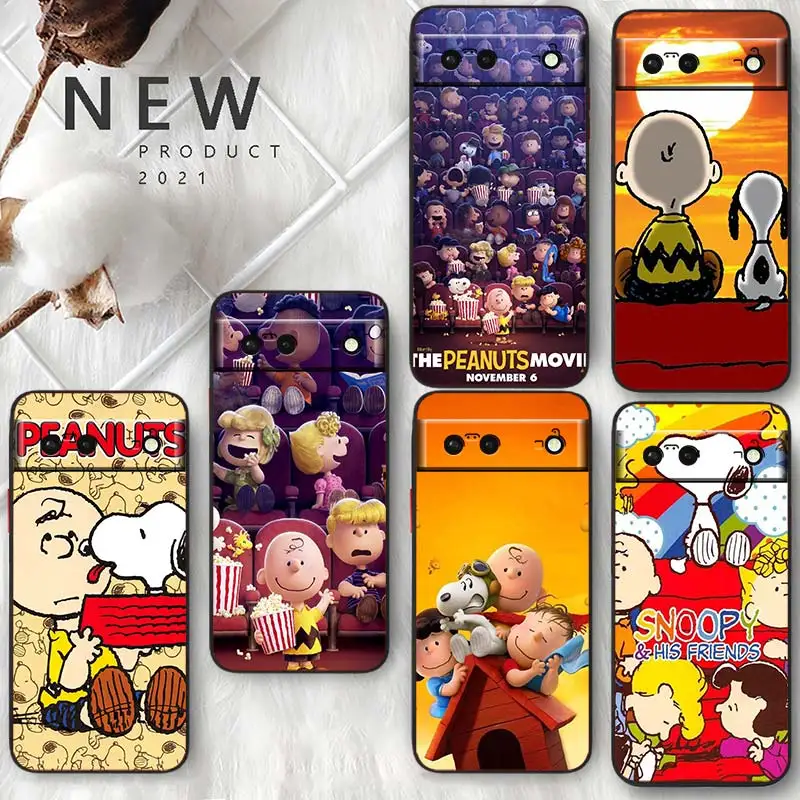 

Cartoon Cute Snoopy Love For Google Pixel 7 6 Pro 6A 5A 5 4 4A XL 5G Black Phone Case Shell Soft Silicone Fundas Coque Capa