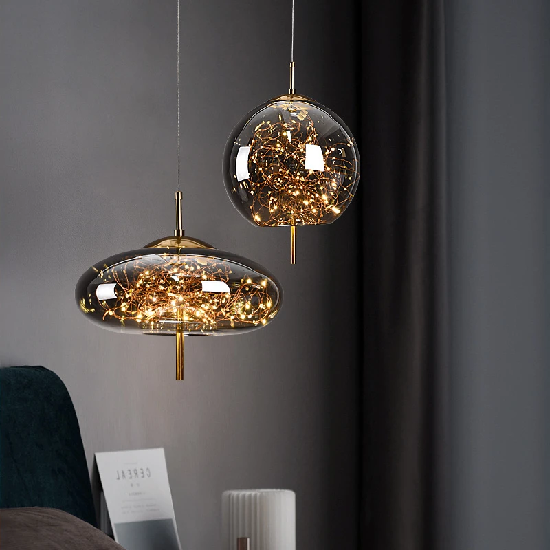 

Современные подвесные светильники из Гипсофилы, стеклянные подвесные светильники для спальни, гостиной, столовой, скандинавский подвесной светильник в стиле лофт, украшение