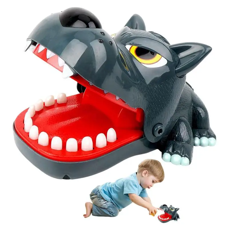 

Игрушка в виде большого Плохого Волка, зубы, игрушка для детей, Большой плохой волк, кусающий палец, стоматологические игры, забавная игрушка в форме волка, кусающая палец, стоматологическая игра