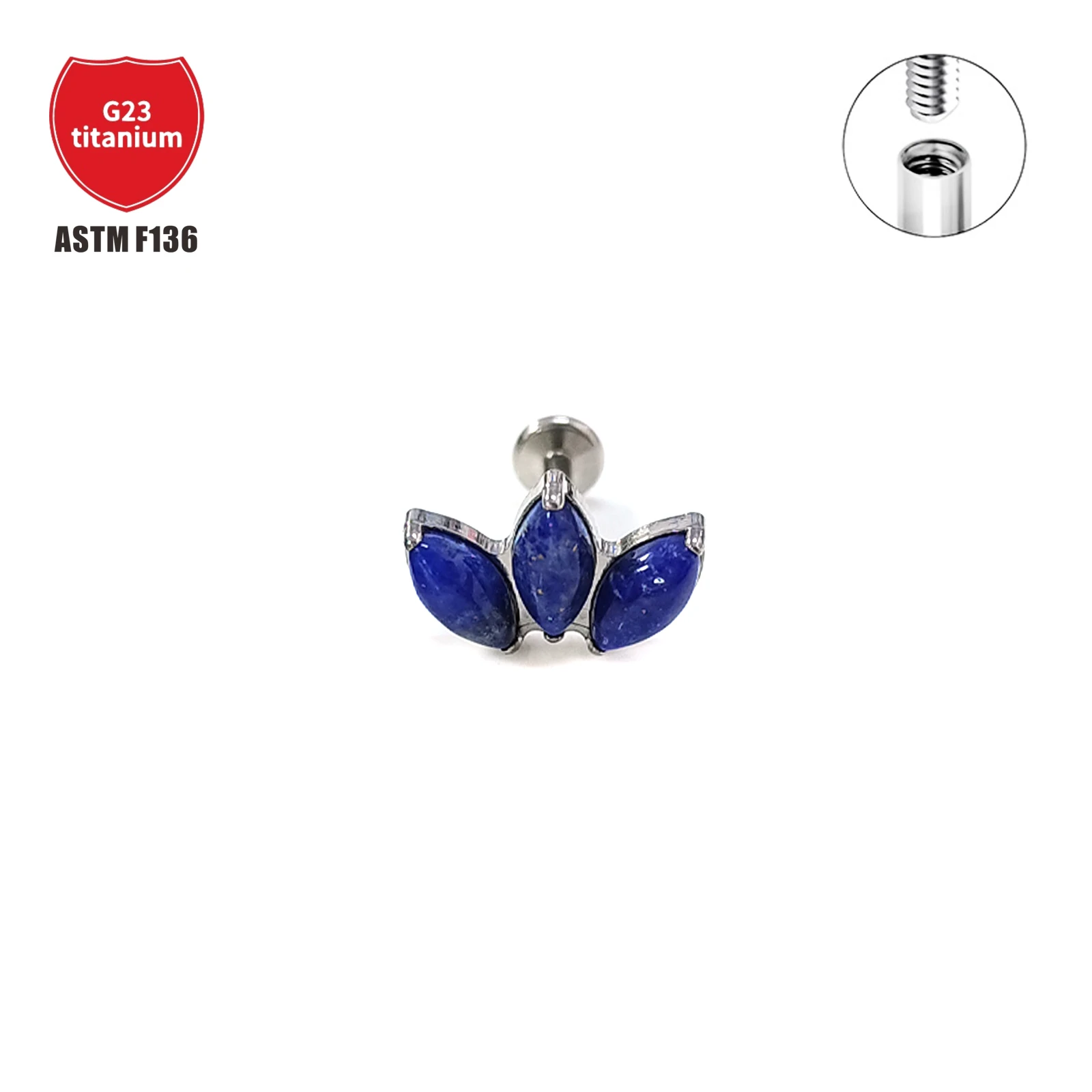 Серьги-гвоздики с натуральным титановым камнем F136 ювелирные изделия для