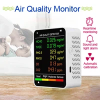 6 in 1 pm2 5 pm10 hcho tvoc co co2 multifunctional air quality monitor portable co2 detector carbon dioxide tvoc hcho detector