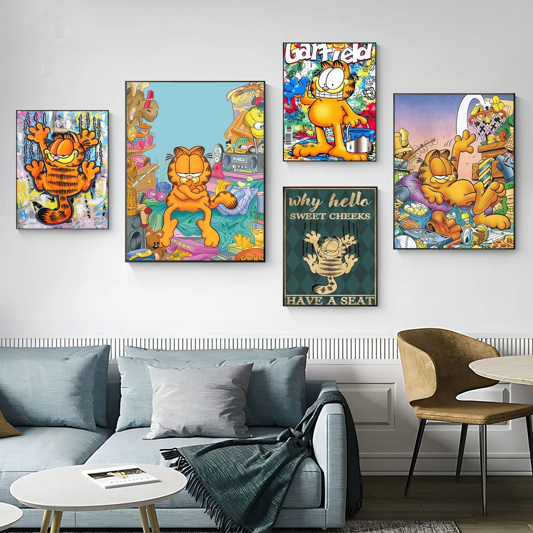 

Anime Cartoon G-Garfield Cat Self-adhesive Art Poster Retro Kraft Paper Sticker DIY Room Bar Cafe Vintage Decorative Painting