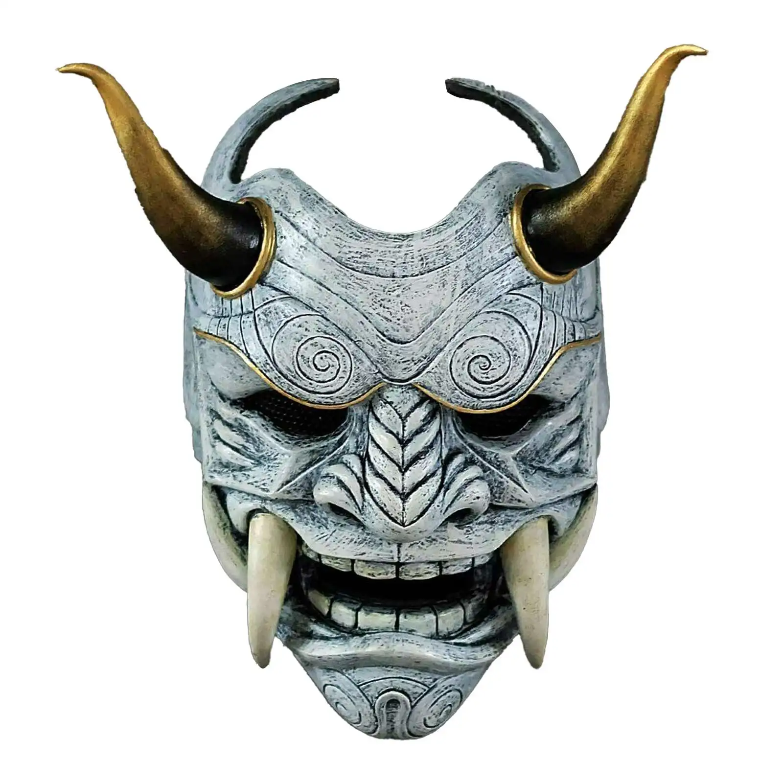 

Adult Unisex Halloween Face Masks Japanese Hannya Demon Oni Samurai Noh Kabuki Prajna Devil Mask Latex Party Masks