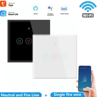 aubess tuya wifi smart light switch with glass panel touch sensor smart wall button switch voice work with alexa google home