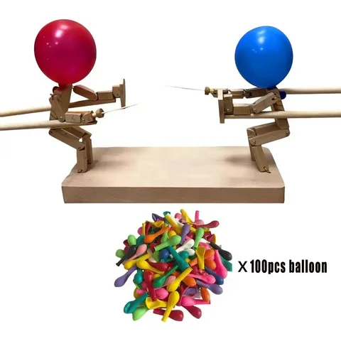 Воздушный шар ручной работы, бамбуковый человек, битва, деревянная игра ботов, быстрое разбивание двух игроков, воздушный шар с 100 воздушными шарами, Подарочная игрушка