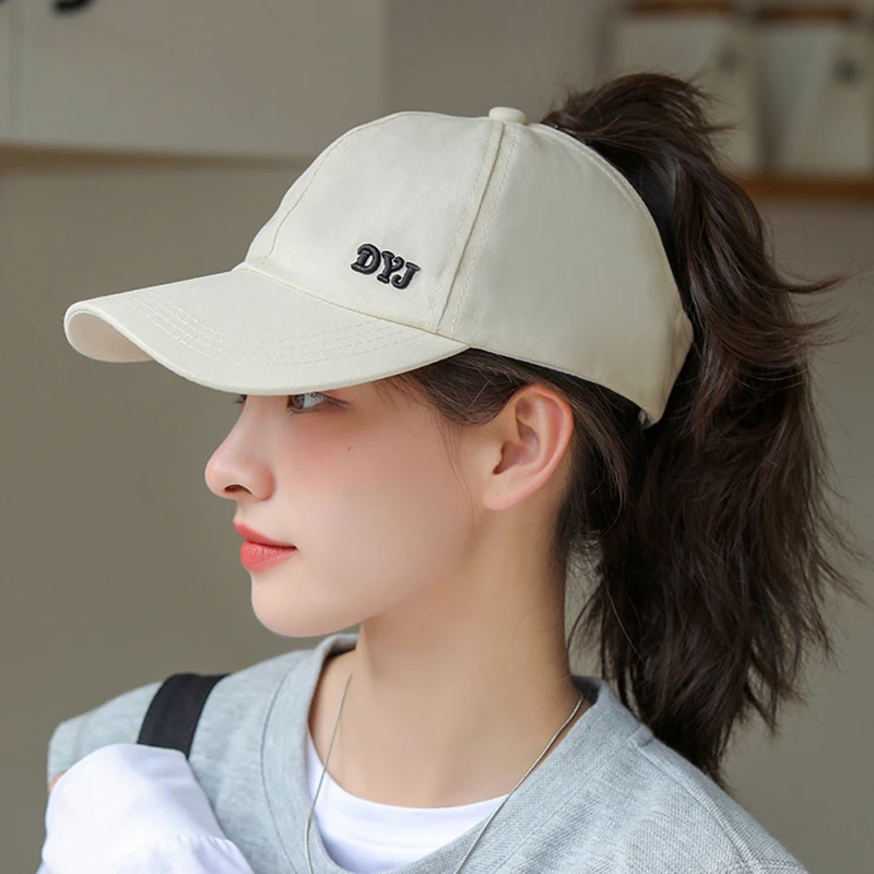 

Letter Solid Color High Ponytail Baseball Cap Women's Sports Golf Tennis Cap Hair Band High Bun Sunscreen Hat