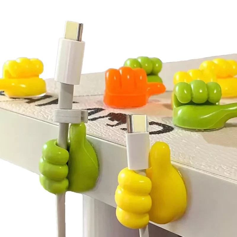 

5pcs Random Color Cable Winder Thumbs Up Data Cable Charging Line Storage Hook for Earphone Cable Manager Kitchen Organization