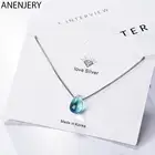 Женское ожерелье с подвеской в виде капли воды ANENJERY, серебристого цвета с фантастическими синими кристаллами, ювелирные изделия для девушек и женщин