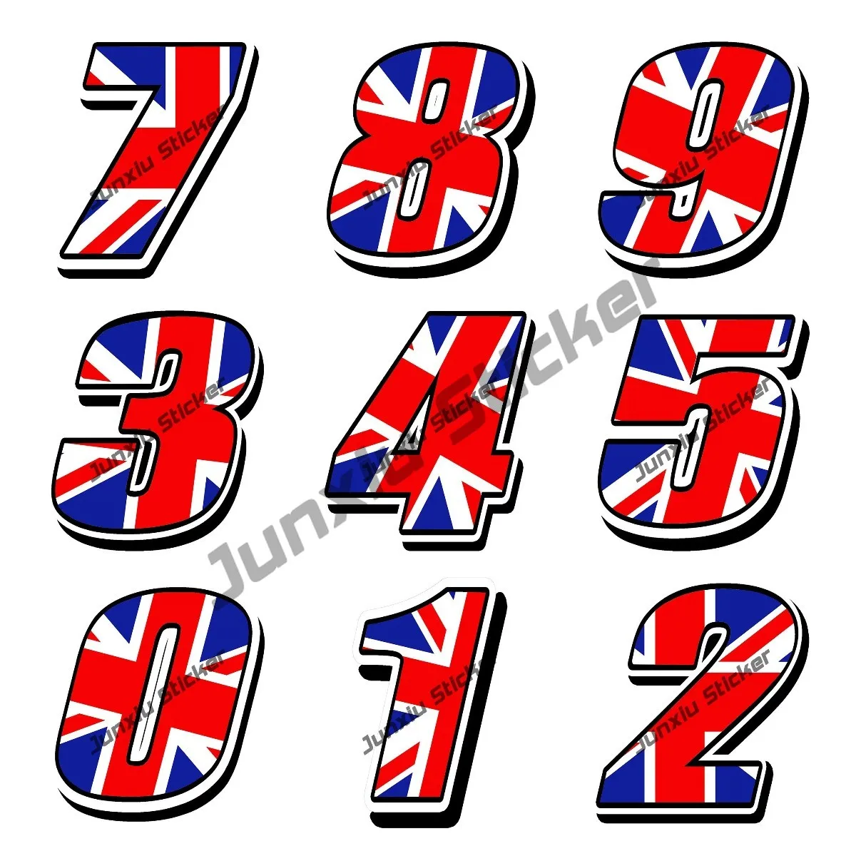 

Номера 0123456789, наклейки на шлем, гоночный мотокросс, наклейки с флагом Великобритании, наклейка на мотоцикл, автомобиль, мотовездеход, велосипед, декор KK10cm