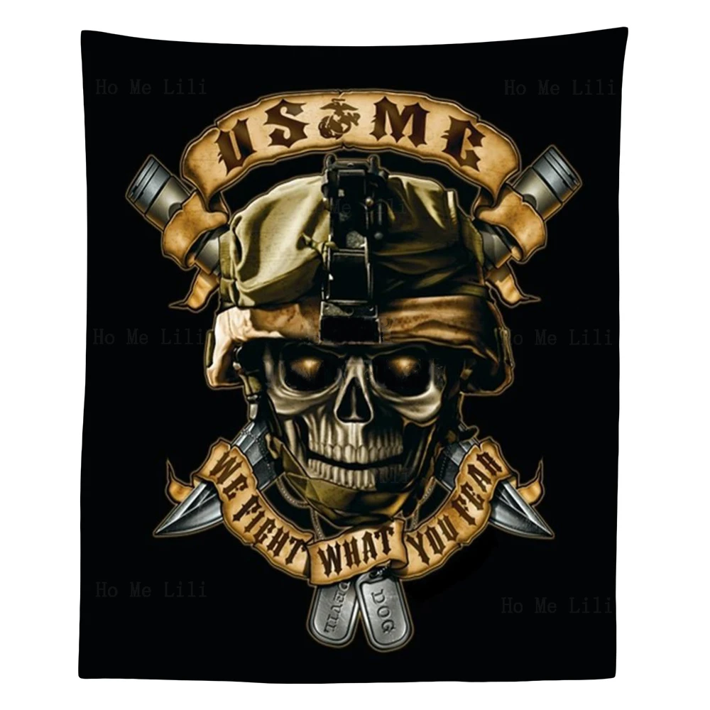 

Skull Art Bullet For My Valentine Day Of The Dead Cool Marine Corps Logo Farbic Tapestry By Ho Me Lili For Livingroom Home Decor