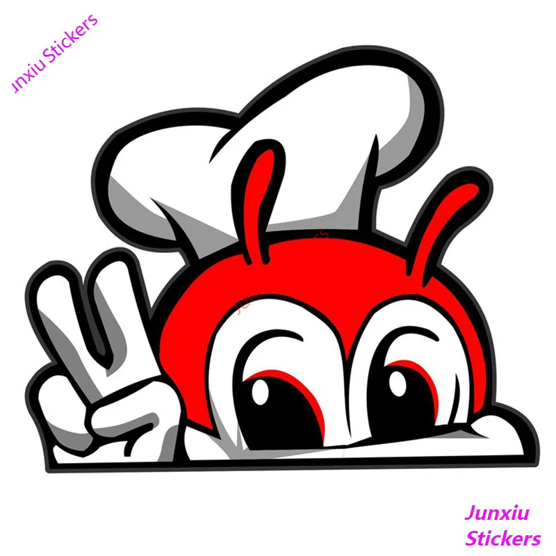 

Creative Cute JOLLIBEE Peeking Anime Car Sticker Accessories Vinyl PVC 15cm*15cm Motorcycle Windshield Car Styling Decal