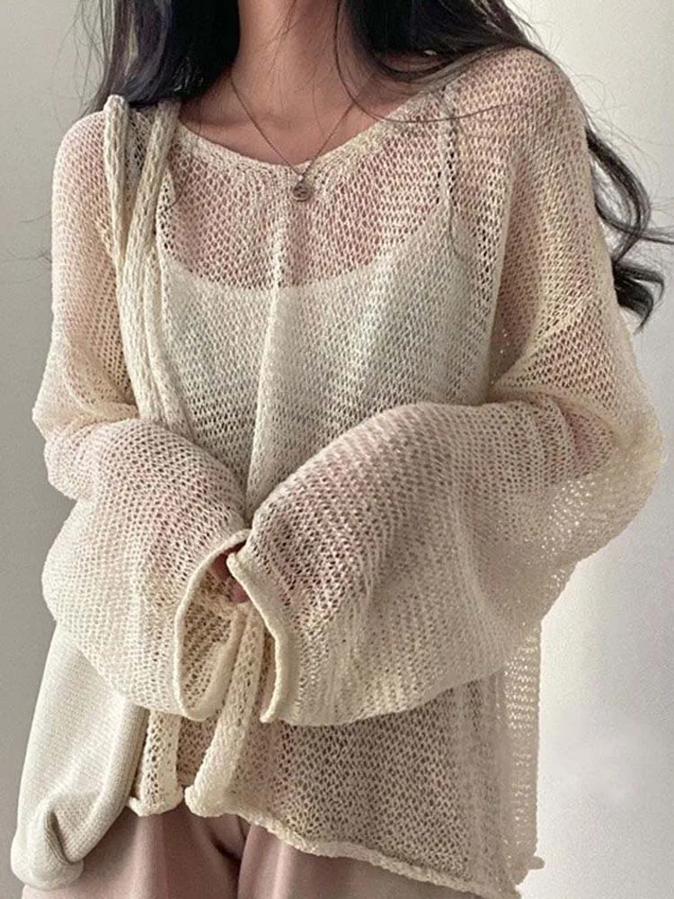 

Женские джемперы с длинным рукавом, ажурные пикантные повседневные пуловеры в уличном стиле, лето 2019