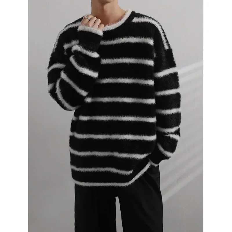 Осенне-зимний полосатый свитер в стиле Idle мужской японский винтажный