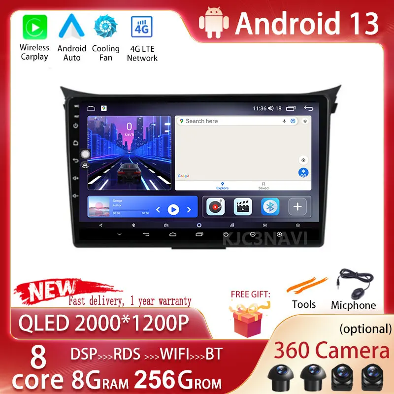 

Автомагнитола Carplay DSP для Hyundai I30 Elantra GT 2012-2016, мультимедийный видеоплеер, навигация, стерео, GPS, Android 13, 2 Din, Dvd