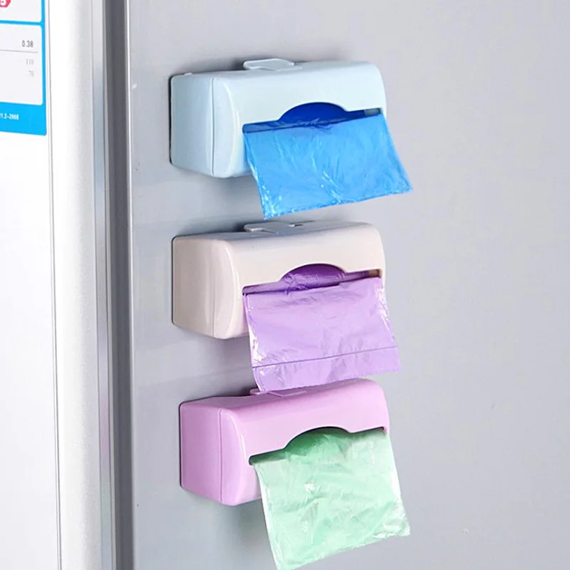 

2pcs Trash Bags Storage Box Garbage Bag Dispenser for Kitchen Bathroom Wall Mounted Grocery Bag Holder Kitchen Plastic Container