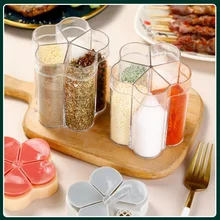 5 In 1 Seasoning Jar Plastic Container Seasoning Bottle Spice Organizer Outdoor Camping Seasoning Container Kitchen Gadget Sets