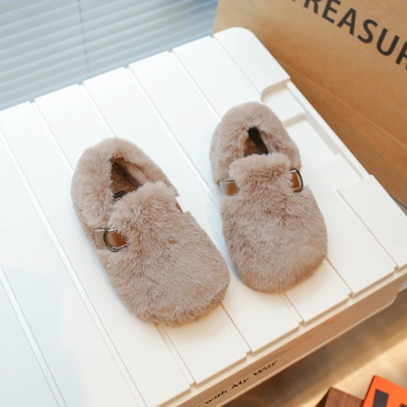 Детская теплая хлопковая обувь зимняя новая для мальчиков и девочек с плоским