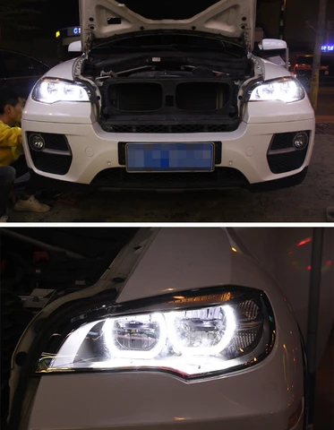 2 шт. автомобильные фары для BMW X6 E71 2008-2014, светодиодные автомобильные фары в сборе, обновление, высокая конфигурация, динамическая сигнальная лампа, аксессуары для инструментов
