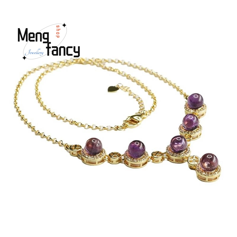 Изысканное ожерелье из натурального аметиста набор цветов модные ювелирные