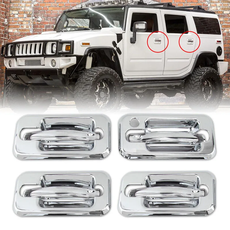 

ESUYA Door Handle Cover Chrome Trims Bezel W/Passenger Side Key Hole Exterior Accessories for Hummer H2 2003-2009 SUV SUT