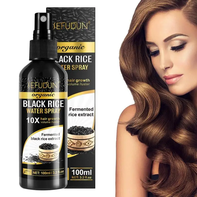 

Black Rice Water Hair Spray Frizz Control Damaged Hair Repair Essential Oil Anti Hair Loss Essence Hair Care For Dry Curly Hair