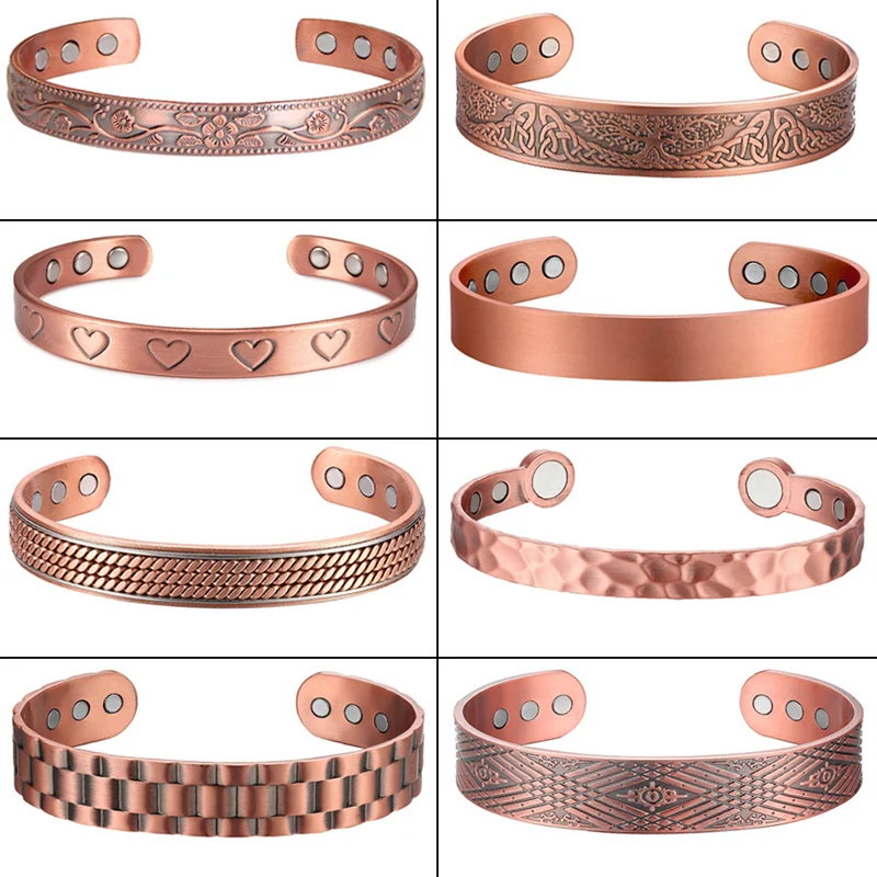 

Pure Copper Magnetic Bracelet Men Arthritis Adjustable Magnets Women Cuff Therapy Health Energy Bangles Dropshipping / Wholesale