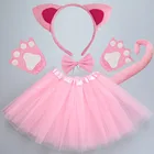 Повязка на голову с кошачьими ушками для девочек и детей, аксессуар для вечеринки, хвост лапы, галстук, костюм, подарок на день рождения, аниме, косплей, Хэллоуин