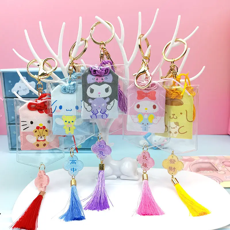 

Kuromi Bag Pendant Kawaii Anime Sanrio Cinnamoroll My Melody Cute Cartoon Pom Pom Purin Girly Heart Keychain Toy for Girls